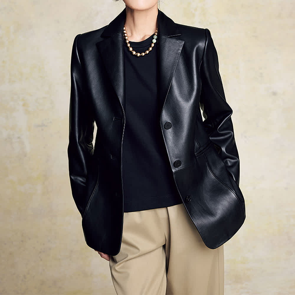 コロメル」社製 ラムレザー テーラードジャケット 通販 - ディノス