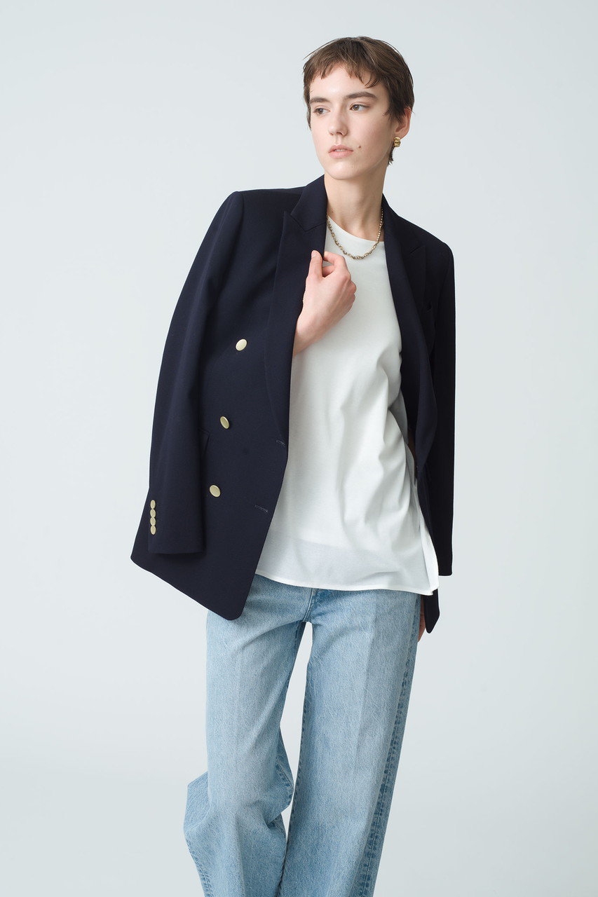 ebure(エブール)｜ライトドライウール 6釦ダブルジャケット/ネイビー