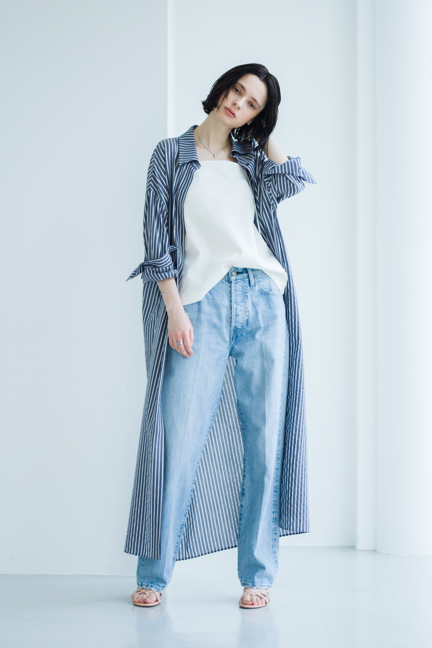 ebure(エブール)｜ウォッシュドデニム ストレートパンツ/ライトブルー