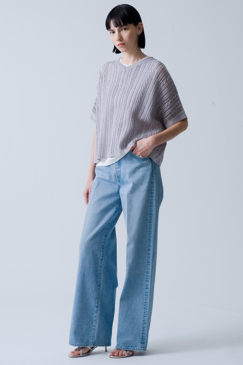 ebure(エブール)｜ウォッシュドデニム ワイドストレートパンツ/ライト