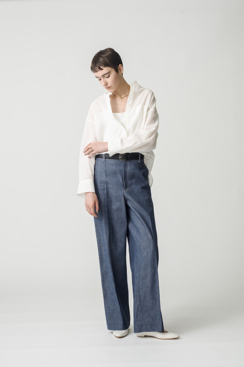 ebure(エブール)｜シアーコットンストライプ オーバーサイズシャツ