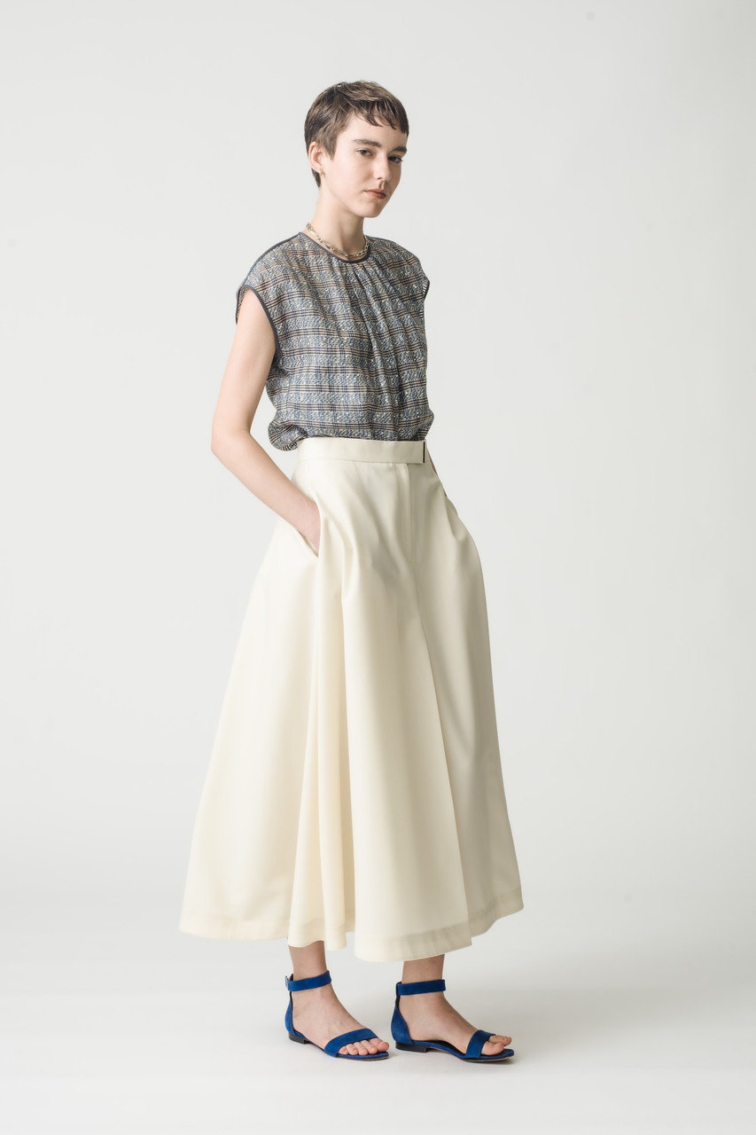 ebure(エブール)｜ドライポプリン フレアスカート/アイボリー の通販