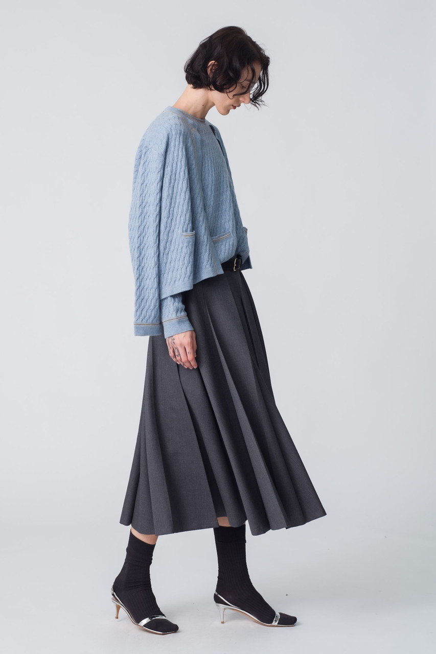 ebure(エブール)｜ソフトギャバジン プリーツスカート/グレー の通販