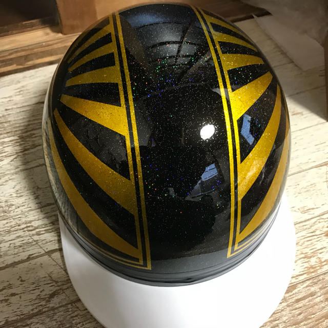 新品塗装品 7色ラメ入 ゴールド 富士日章 コルク半 ヘルメットの通販