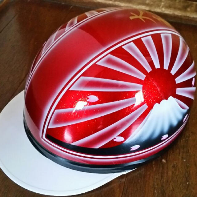 赤ラメ 富士日章 コルク半 ヘルメット の通販 by paint｜ラクマ