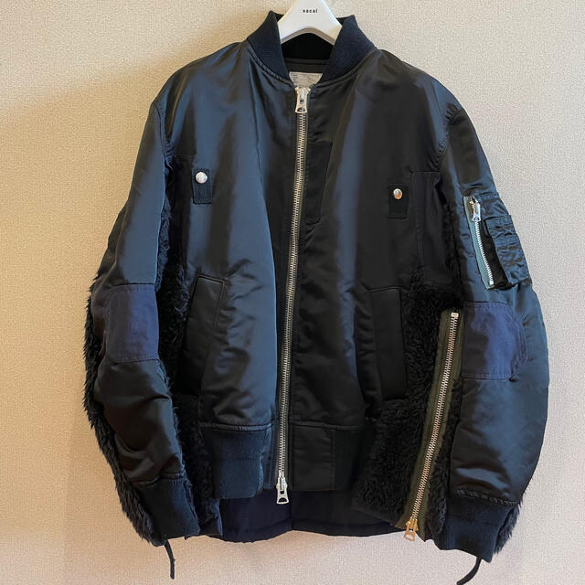 sacai - 即完売 sacai サカイ 20aw ボア ブルゾン MA-1 ブラックの通販