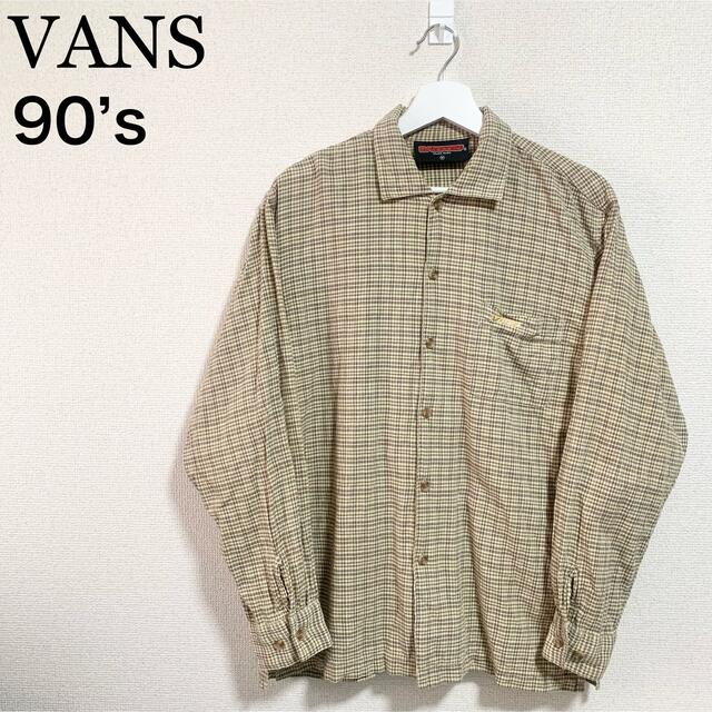 VANS - 90s VANS チェックシャツ メンズM ベージュ 旧タグ ロゴの通販