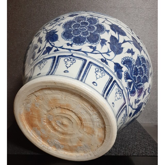 中国美術 中国陶磁器 青華染付 元染付明朝染付 雲龍に牡丹図 酒会壺 大