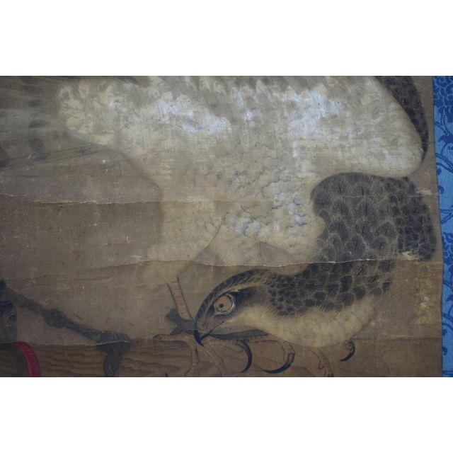 雪舟/鷹之図/タカ図/古画/掛軸☆宝船☆Z-601