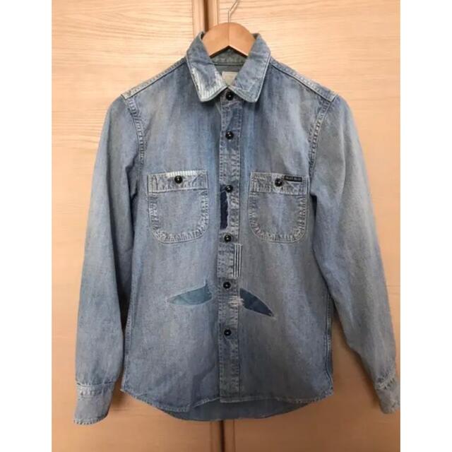 HOLLYWOOD RANCH MARKET - BLUE BLUE デニムシャツ ダメージ加工