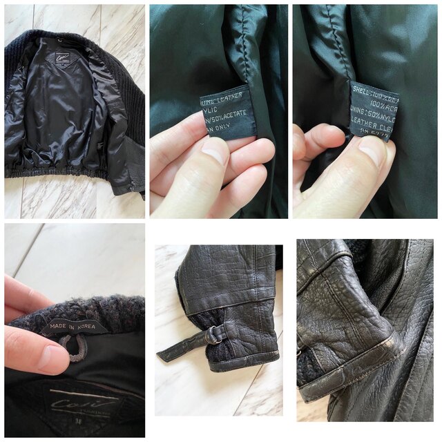 希少 vintage 変形デザイン ショート丈 黒 レザー ライダース