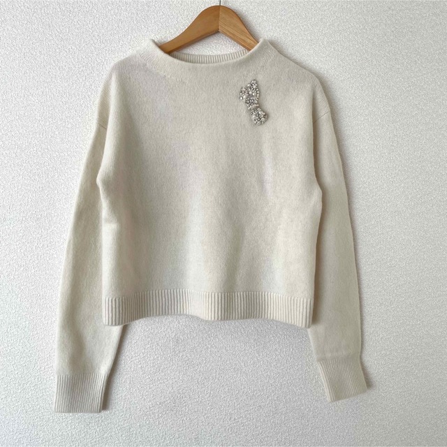 ANAYI - アナイ 38 ウールカシミヤリボンビジュー プルオーバーの通販