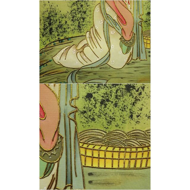 掛軸 華夏工芸『 西施浣紗 美人図』中国画 絹本 掛け軸 g061622の通販