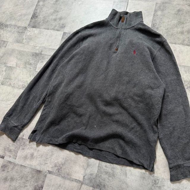ラルフローレン ラルフローレン ハーフジップ スウェット グレー 刺繍