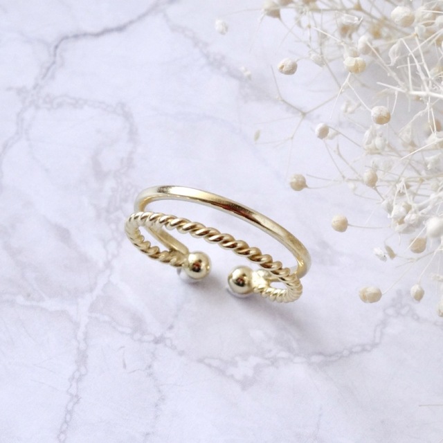 重ね付け風 2連リング シルバー ete agete nojess 好きへの通販 by