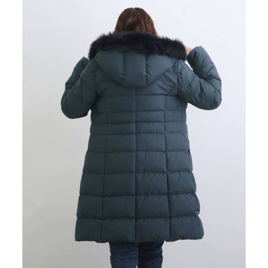 INDIVI - 新品 INDIVI 撥水 ロングダウンコート ネイビー S フーデット