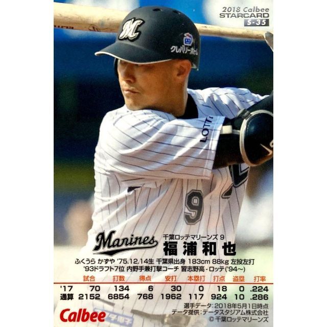 福浦和也 千葉ロッテマリーンズ 金箔サインカード プロ野球チップス