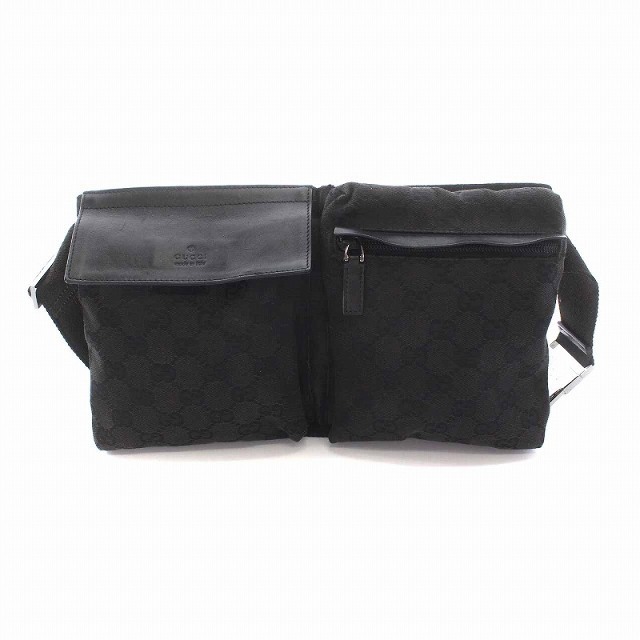 GUCCI ブラックキャンバス ボディバッグ