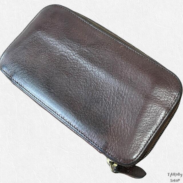 IL BISONTE - 訳ありIL BISONTE ラウンドジップ 長財布 ダークブラウン