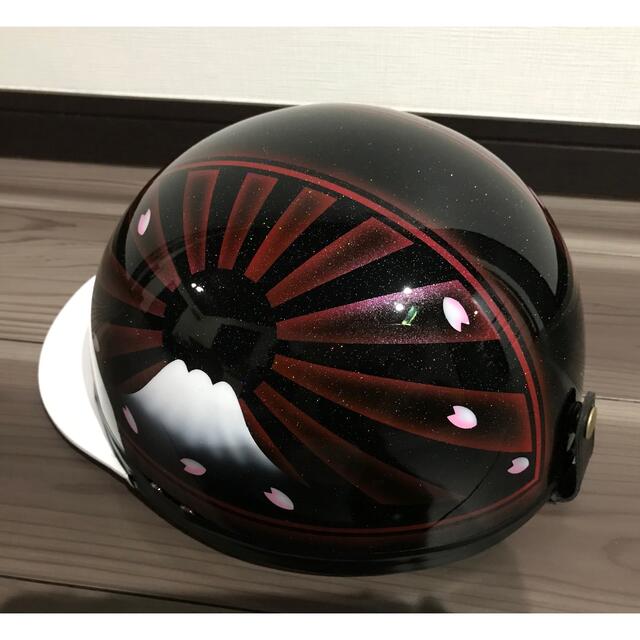 半帽ヘルメット 黒紫グリッター 桜模様 2026年最新半帽ヘルメット 紫の