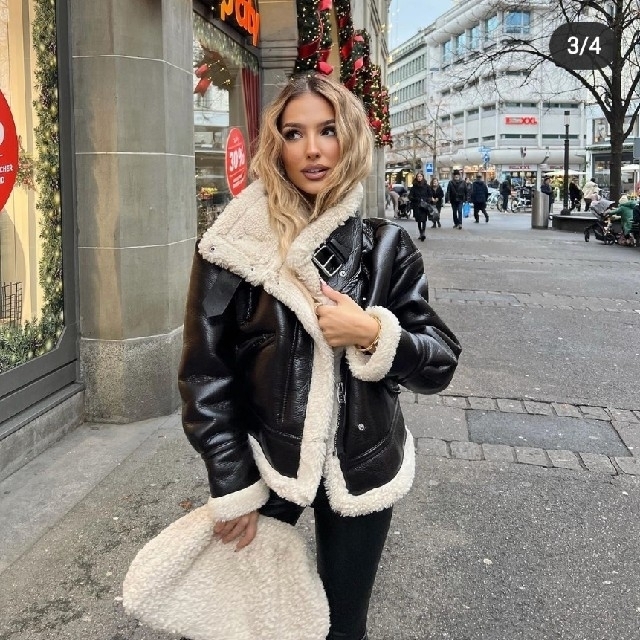 ZARA - 【完売品】ZARA ボア&フェイクレザージャケット Lサイズ