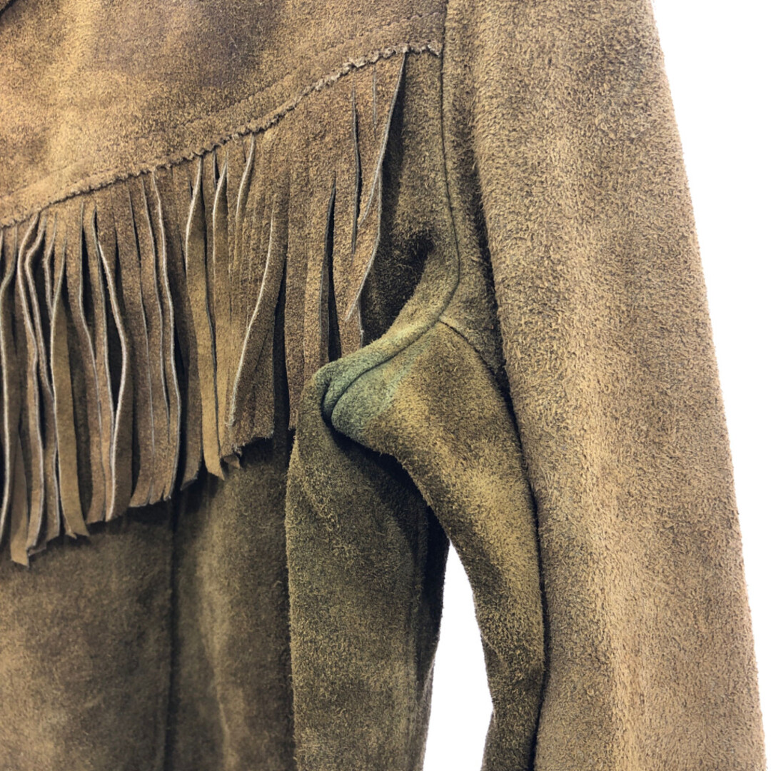 フリンジ スエード レザージャケット ヴィンテージ グリーン (メンズ