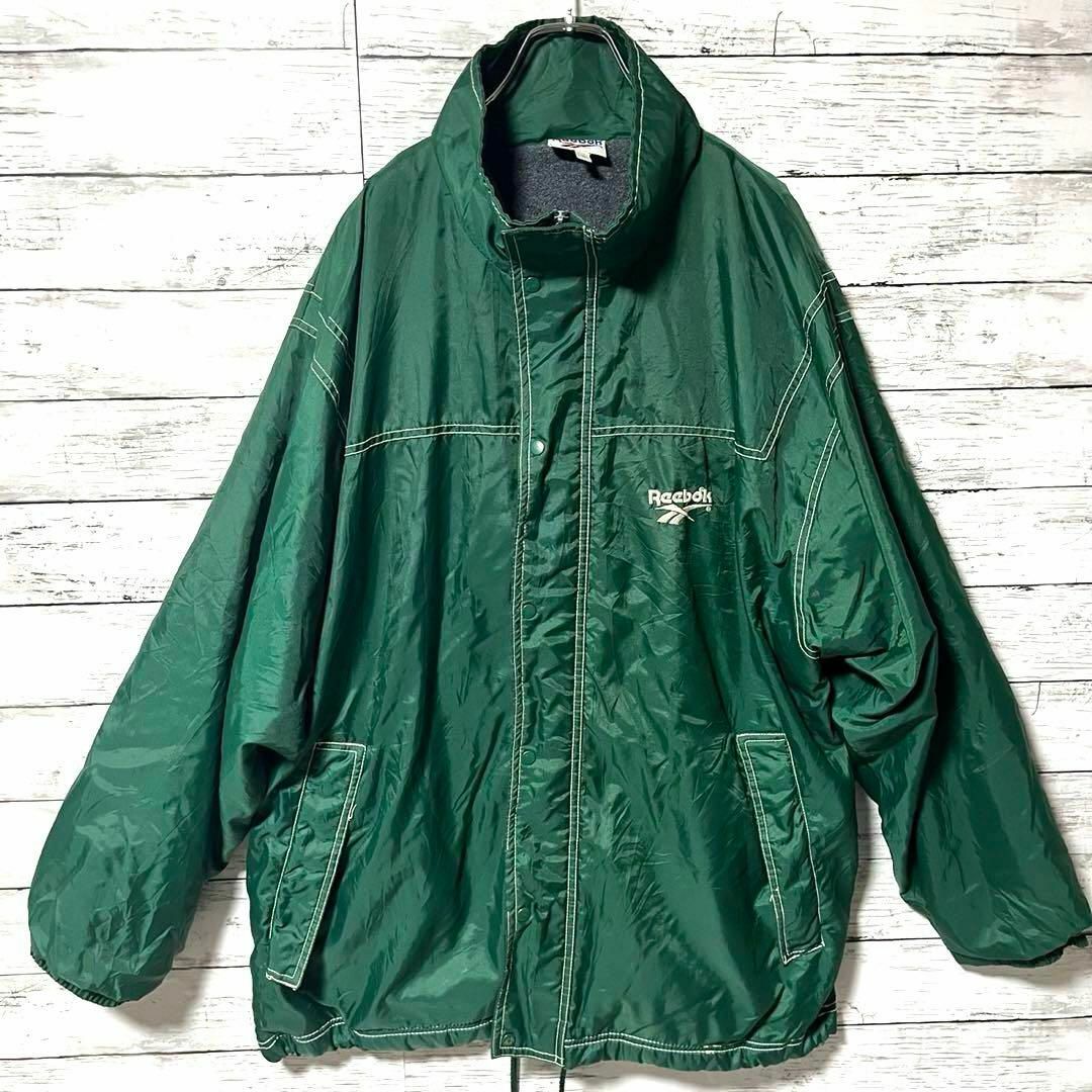 Reebok - 【色彩鮮やか】Reebok グリーン ナイロンジャケット 裏起毛 L