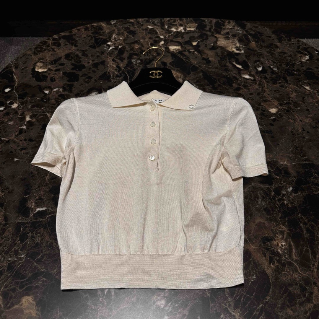 LOEWE ロエベ ニット シルク ポロシャツ LOEWE ロエベホワイト シルク