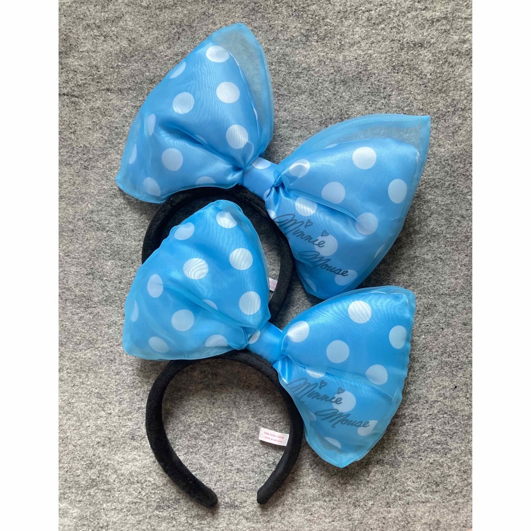 Disney - ディズニー カチューシャ ミニー ビッグリボン 水玉 水色