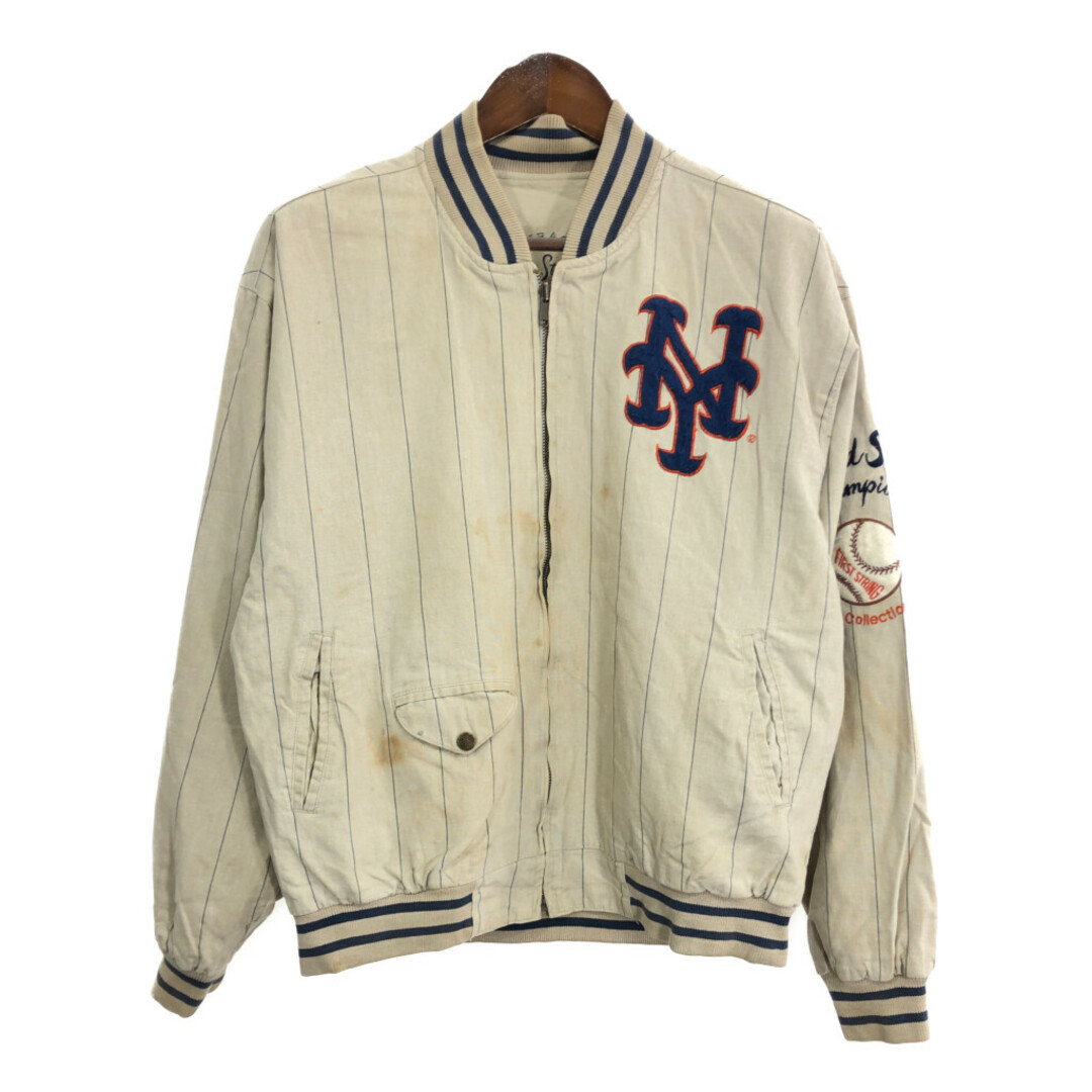 MLB】ニューヨークメッツMetsビッグロゴ刺繍リバーシブルスタジャン人気B系