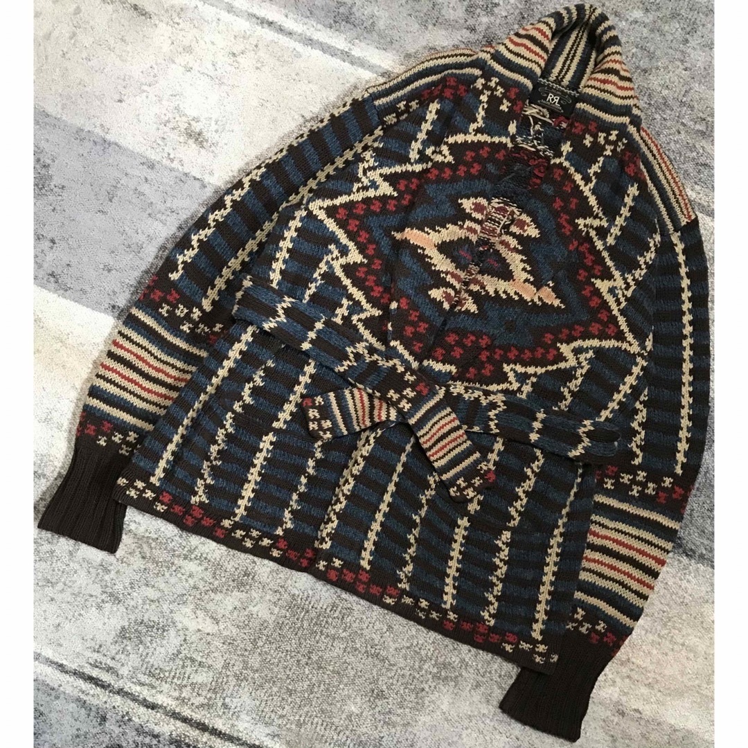 最高傑作 初期の名作 三ツ星タグ RRL ネイティブ柄 ニット