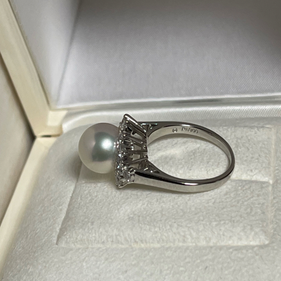 MIKIMOTO - 【超美品】ミキモトパールリング8.9mm pt950 7号 ダイヤ