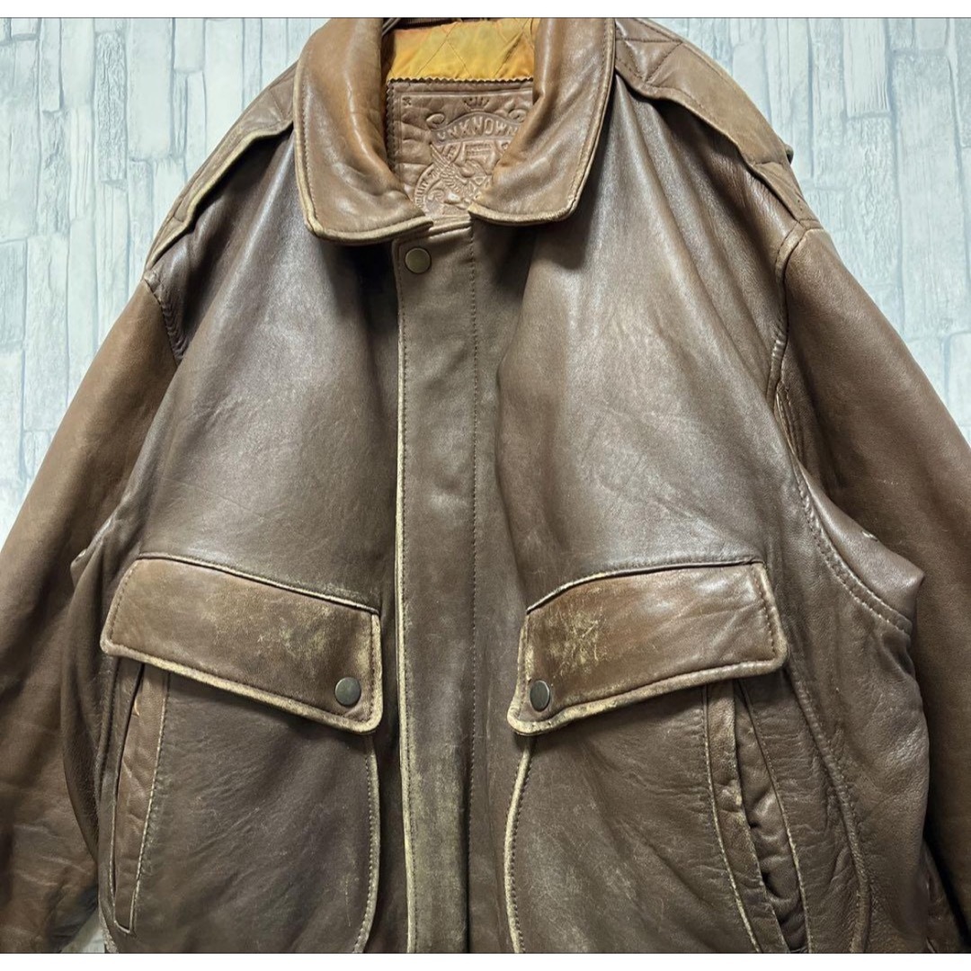 A-2 A2 type フライトジャケット ラムレザー 本革 中綿 ブラウンの通販