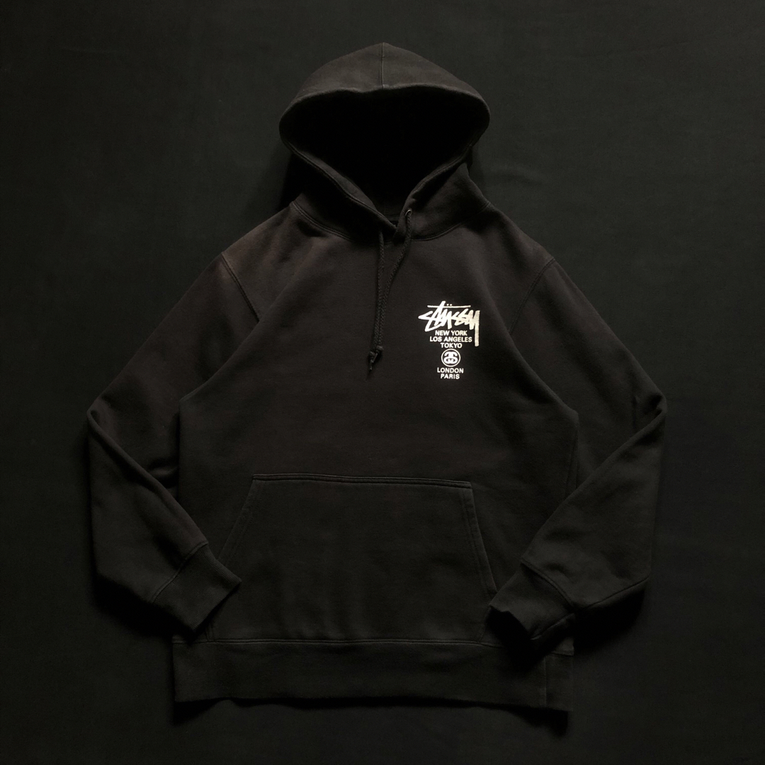 STUSSY - 激レア 黒タグ old stussy パーカー フーディー 両面プリント