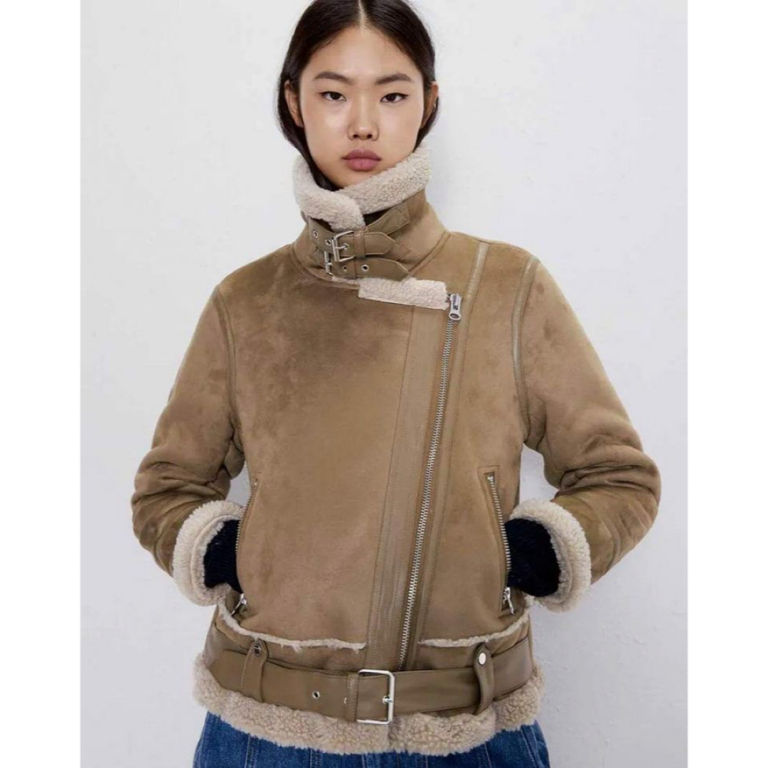 ZARA - ZARA ザラ ムートン ライダースジャケット ダブル ブルゾン