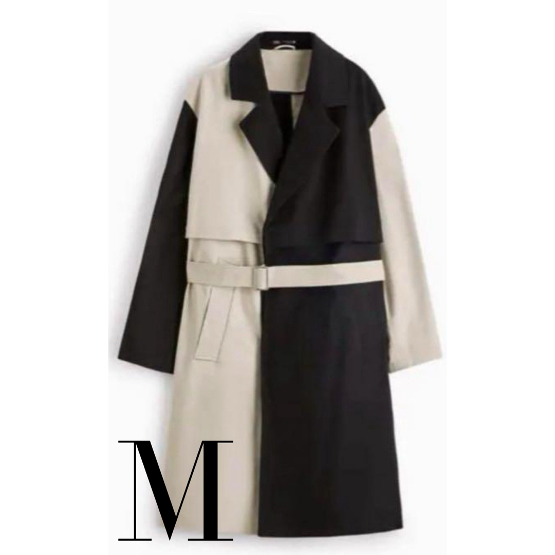 ZARA - ZARA ザラ バイカラー ブロックカラー トレンチコート Mの通販