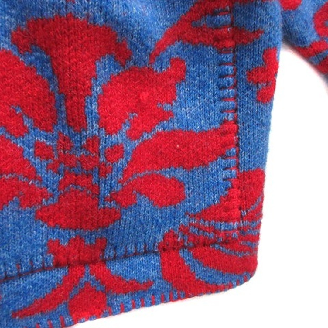 ZARA - ザラ ZARA ジャガード ニット カーディガン 長袖 ブルー レッド