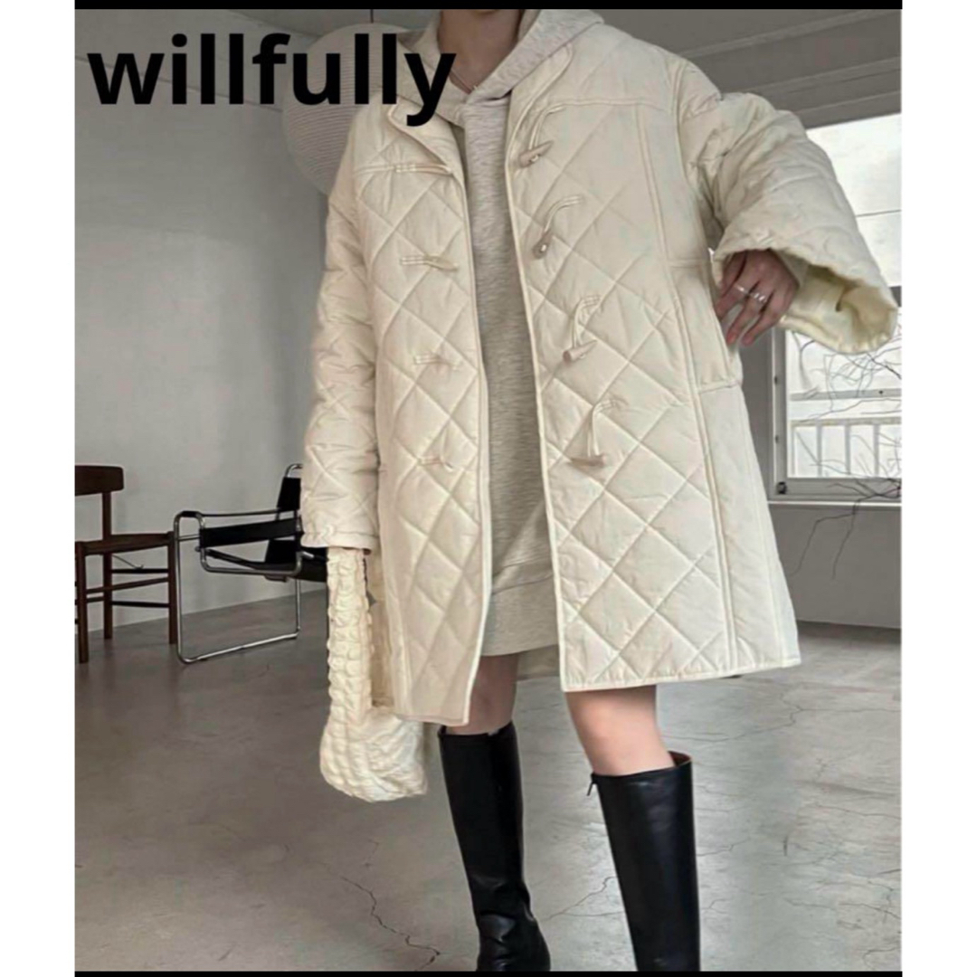ウィルフリー キルティング トグル ダウン キルティングコート 白の