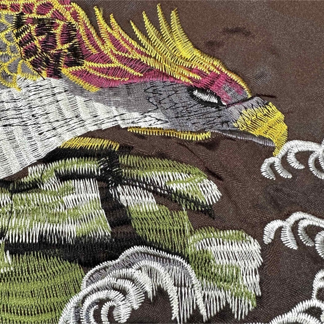 一心如鏡 ビッグサイズ5L スカジャン 鷹 鷲 和柄刺繍 ブルゾン サテン