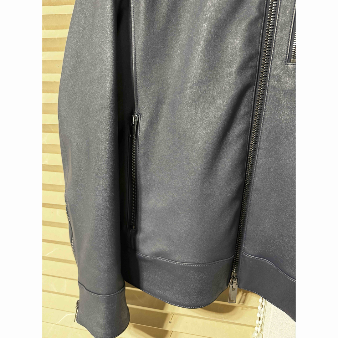 junhashimoto - ジュンハシモトレザージャケットネイビーSTRETCH INNER