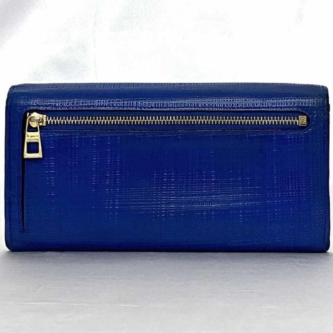 LOEWE - ロエベ 二つ折り 長財布 ブルー リネン 財布 レザー 中古