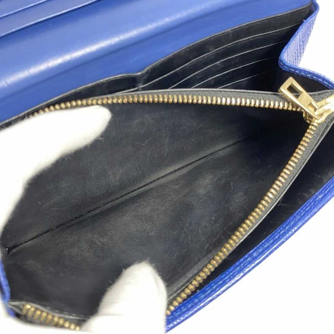 LOEWE - ロエベ 二つ折り 長財布 ブルー リネン 財布 レザー 中古