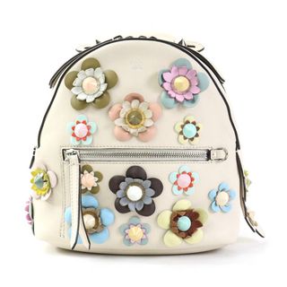 FENDI ショルダーバッグ巾着型ペカン柄三角ロゴプレートPVC