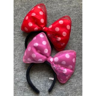 Disney - ディズニー カチューシャ ミニー ビッグリボン 水玉 赤