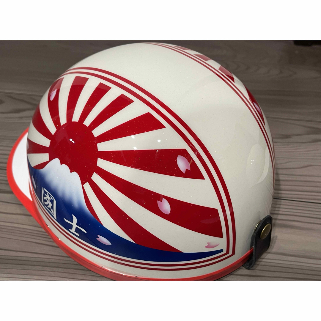 ラメ 赤白 富士日章 コルク半 ヘルメットの通販 by paint｜ラクマ