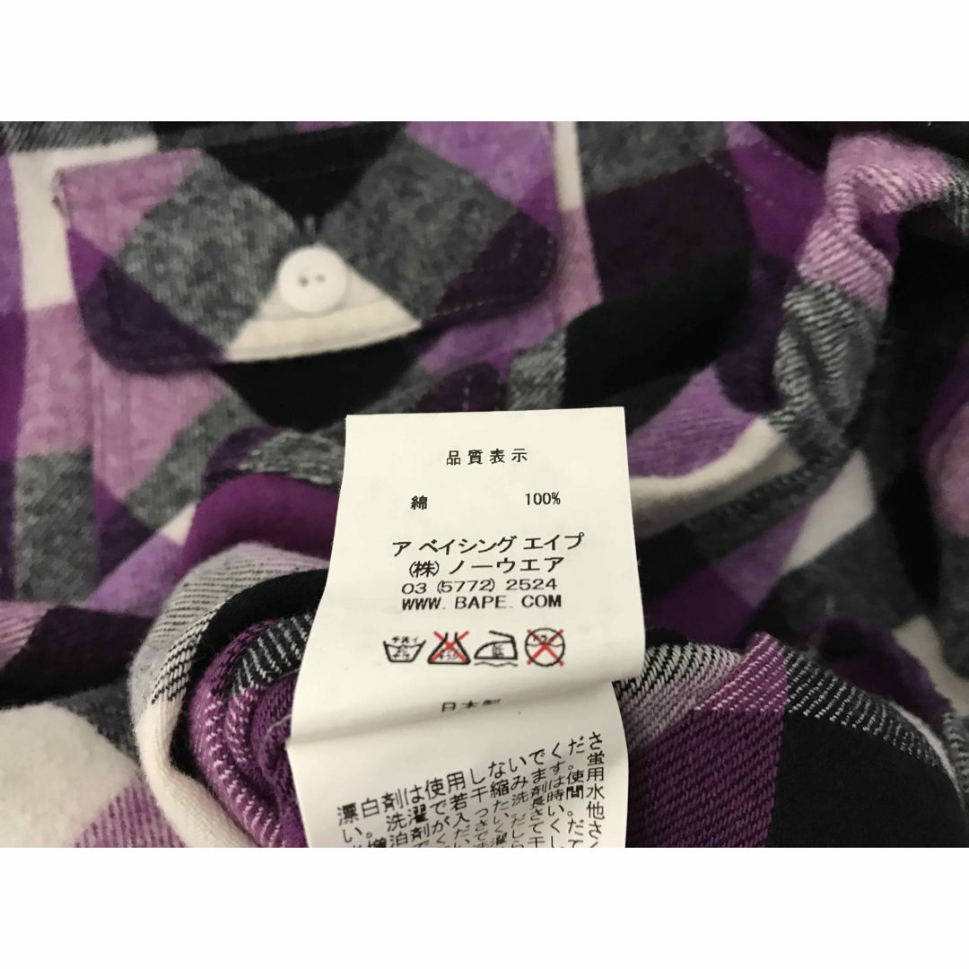 A BATHING APE - 本物エイプAPEコットンブロックチェック柄長袖