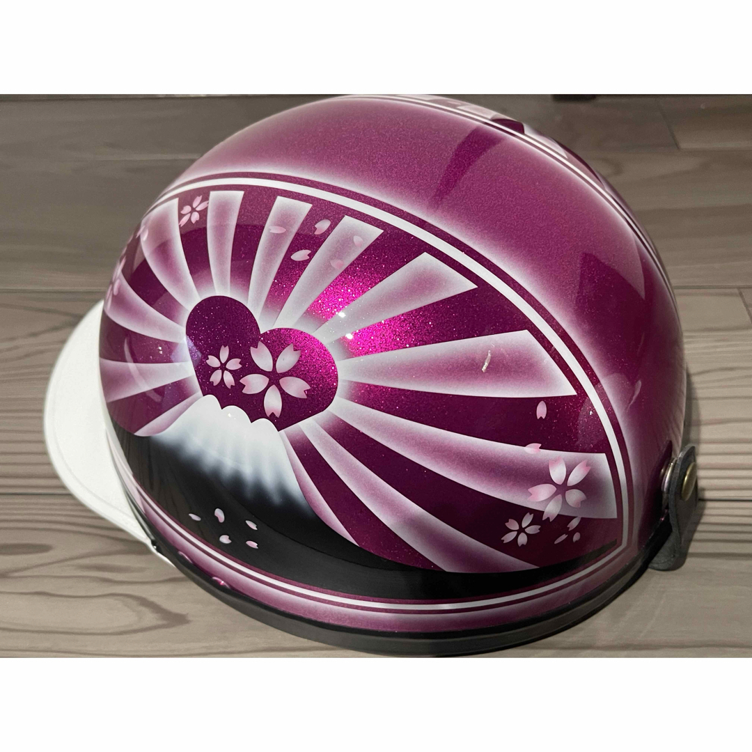 ピンクラメ ハート 富士日章 コルク半 ヘルメットの通販 by paint｜ラクマ