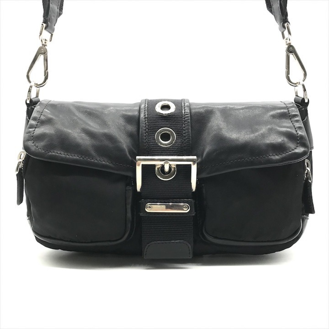 PRADA - 良品 PRADA プラダ 三角ロゴ プレート SV金具 レザー ナイロン