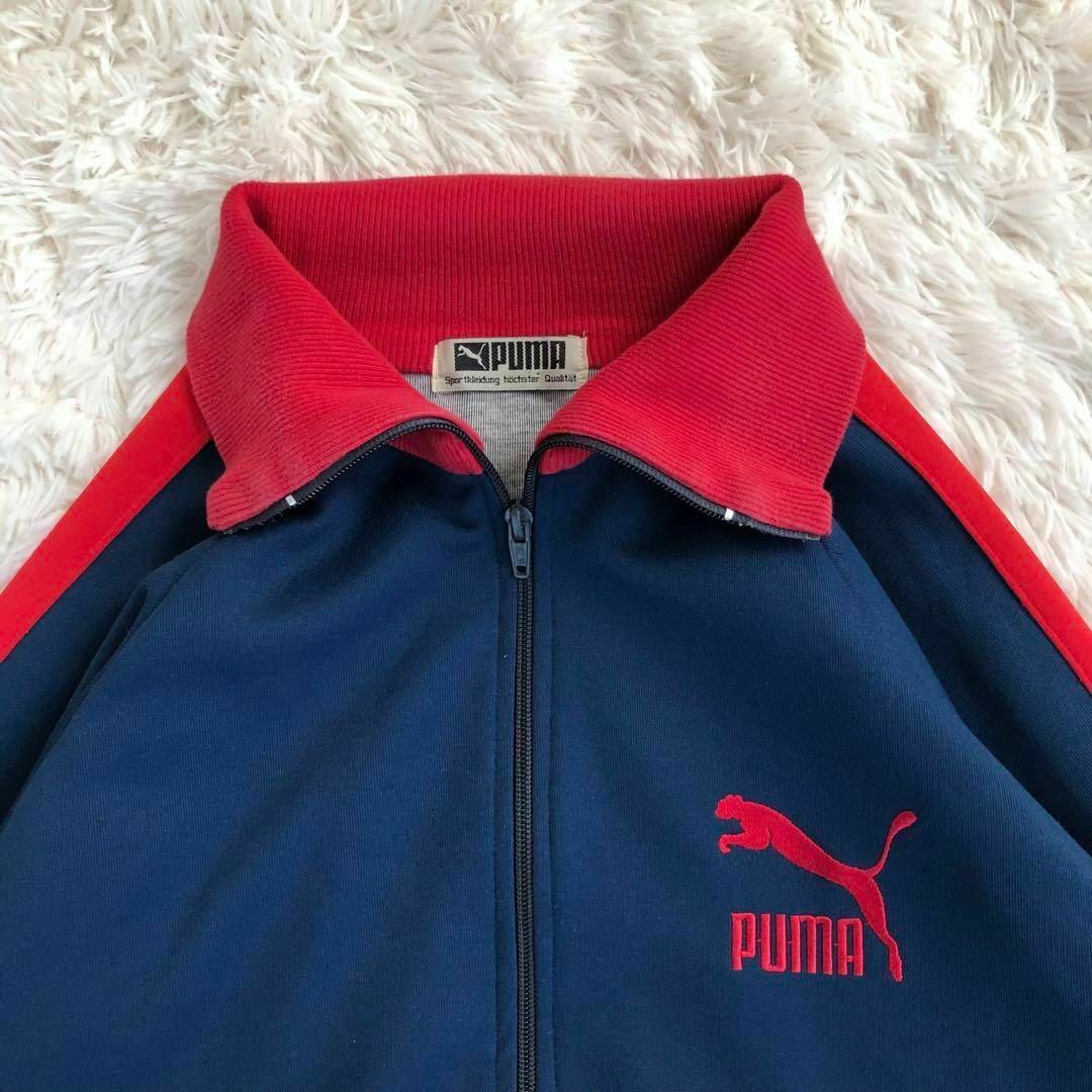 PUMA - オールドプーマOLDPUMAトラックジャケットネイビー紺色赤古着
