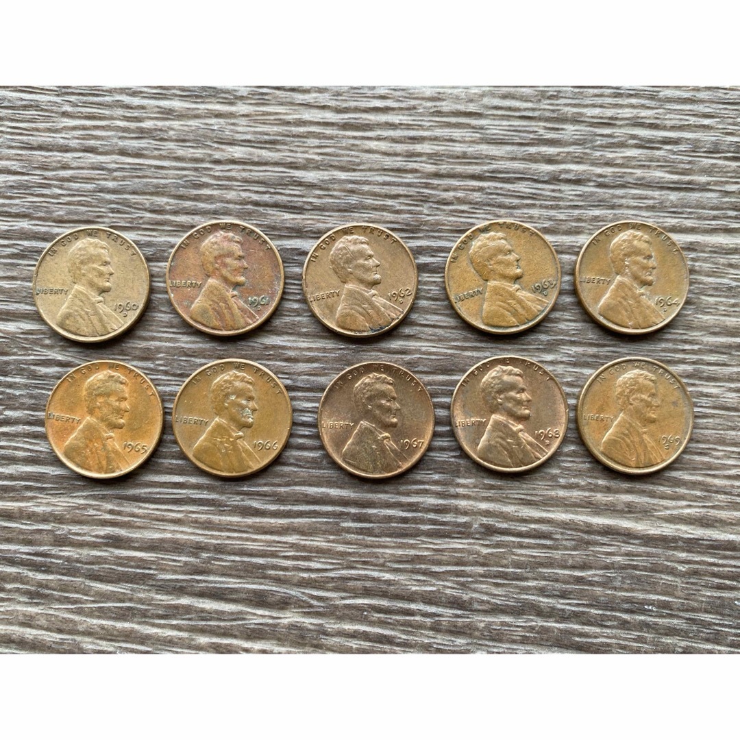 アメリカ硬貨 1セント 10枚 1960-1969の通販 by コイン's shop｜ラクマ